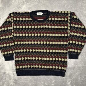 VTG Nadlers Sweater Mens L Multi Textured 3D Knit USA Biggie Cosby Coogi Style